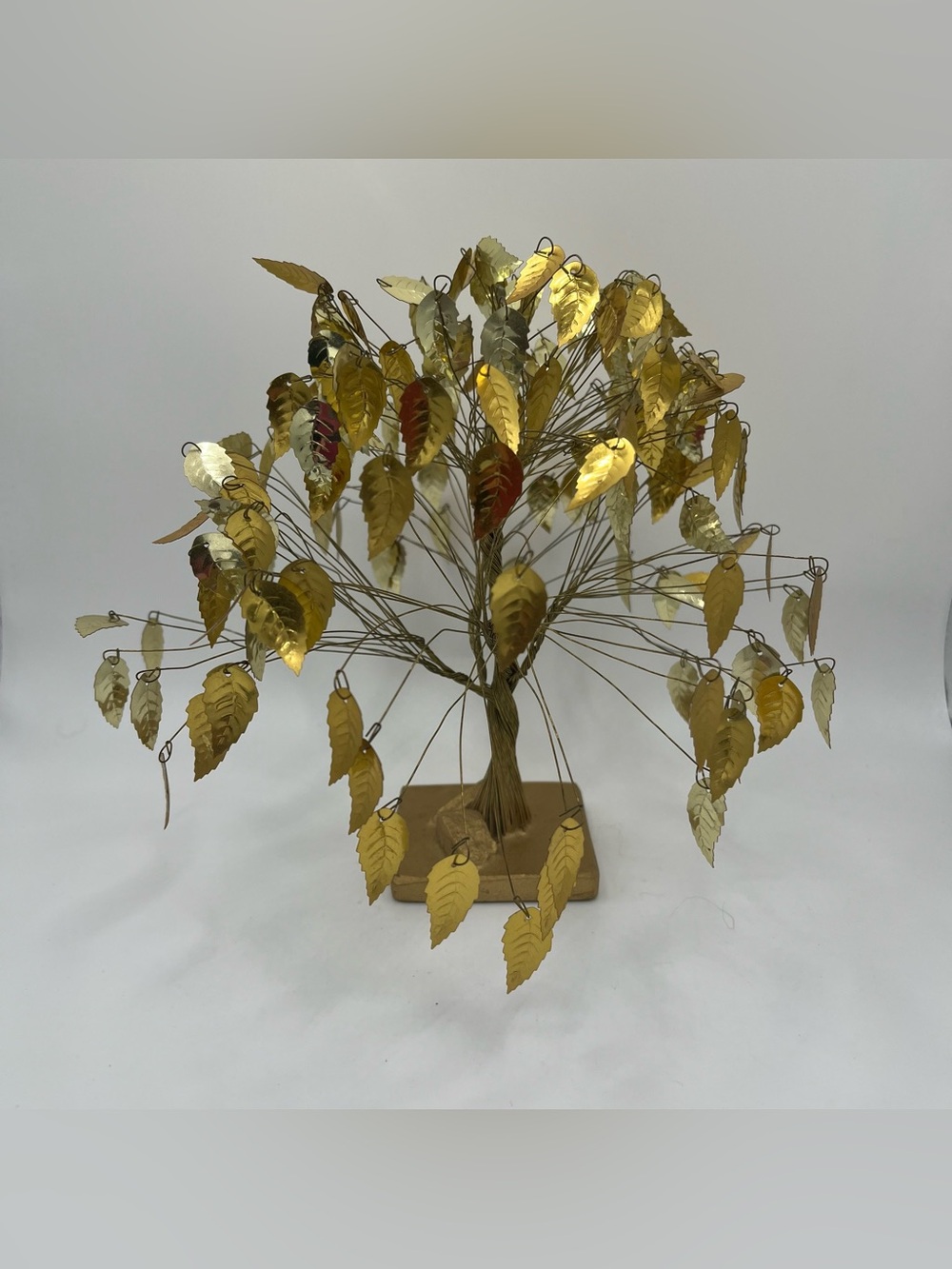 Vintage Gold Leaf Wire Posable Tree of Life 8”